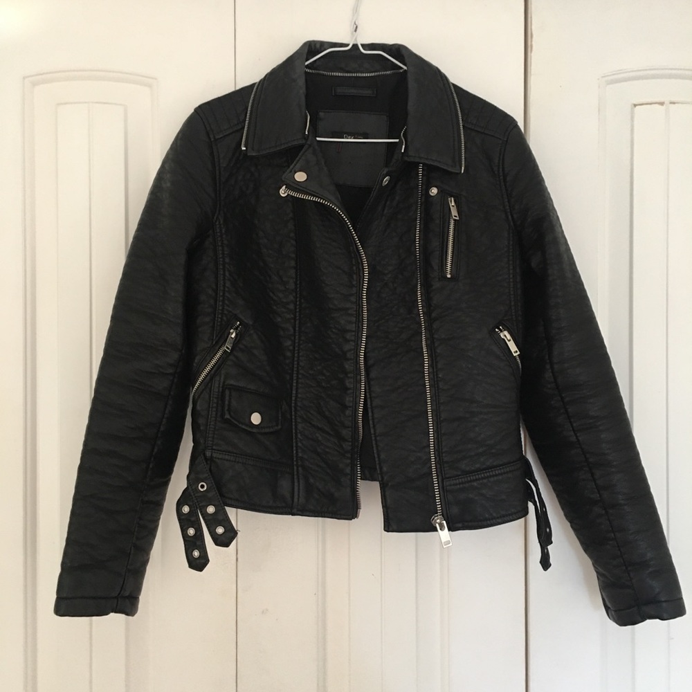 Black biker leather jacket